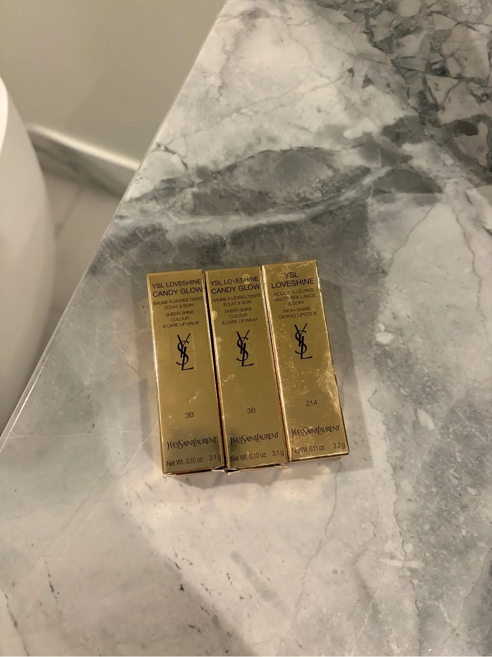 Yves Saint Laurent Gold Lip Trio - Loveshine + Candy Glow